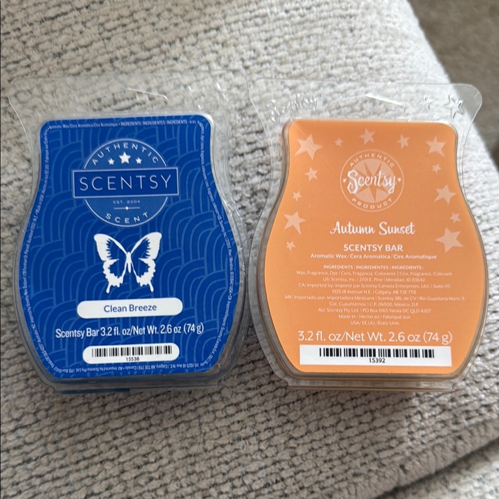 Scentsy Wax Bars - Clean Breeze and Autumn Sunset